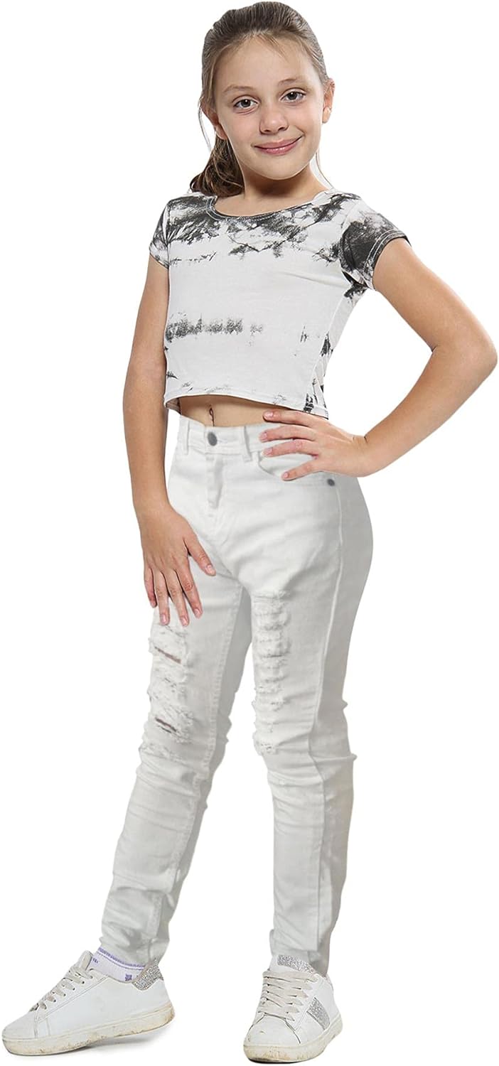 A2Z 4 Kids Jeans Lightweight Denim Ripped Pants Comfort Skinny Stretch Jeans Trendy Denim Cotton Trouser Girls Age 3-14 Years