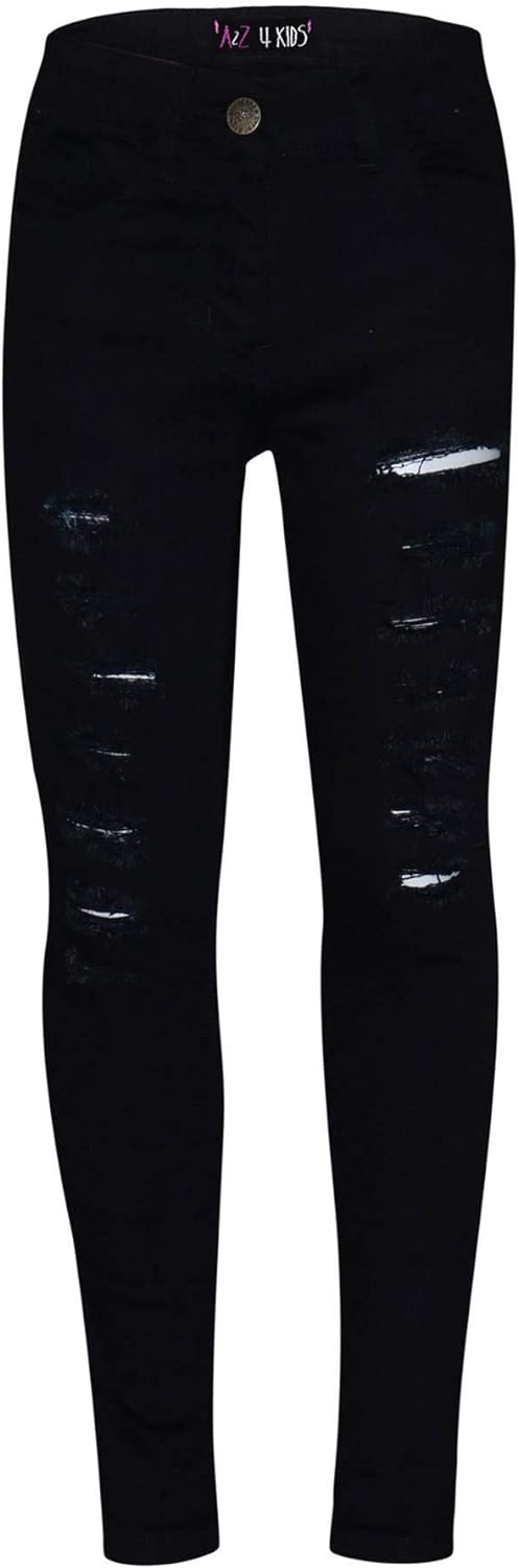 A2Z 4 Kids Jeans Lightweight Denim Ripped Pants Comfort Skinny Stretch Jeans Trendy Denim Cotton Trouser Girls Age 3-14 Years