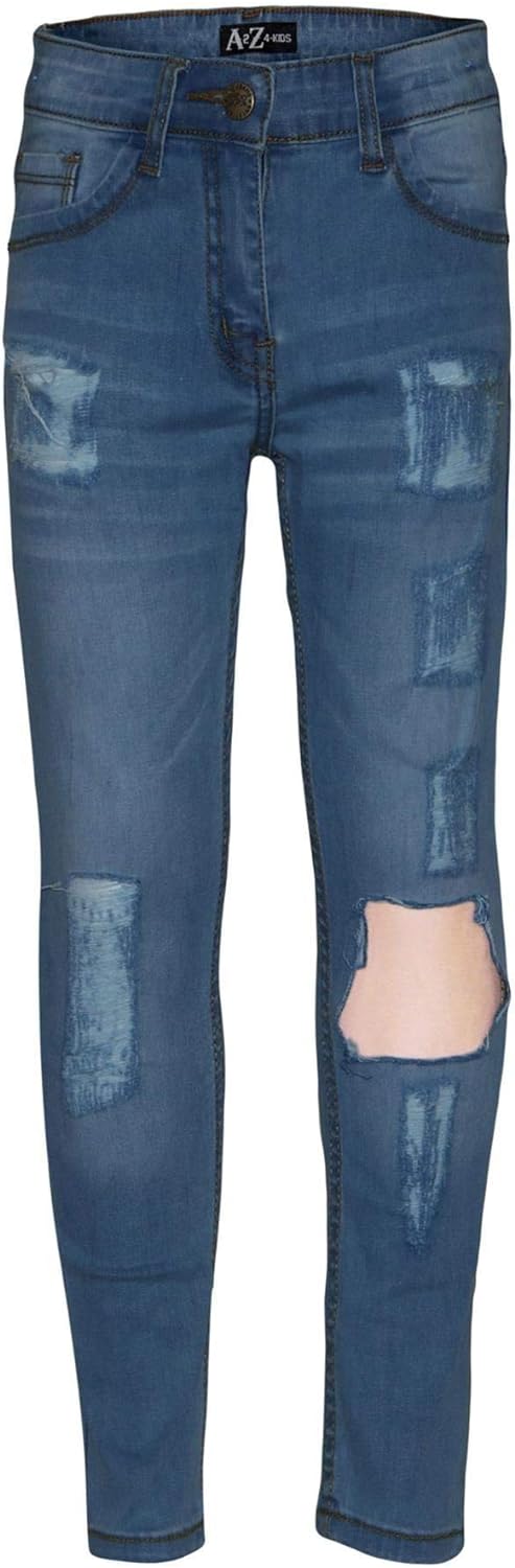 A2Z 4 Kids Jeans Lightweight Denim Ripped Pants Comfort Skinny Stretch Jeans Trendy Denim Cotton Trouser Girls Age 3-14 Years