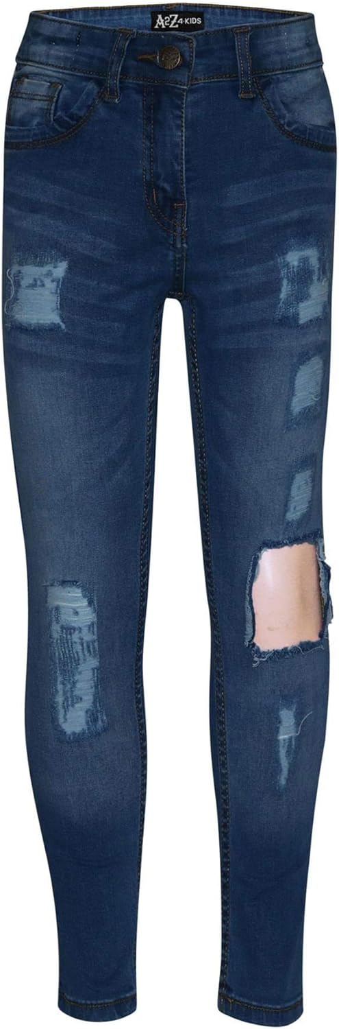 A2Z 4 Kids Jeans Lightweight Denim Ripped Pants Comfort Skinny Stretch Jeans Trendy Denim Cotton Trouser Girls Age 3-14 Years