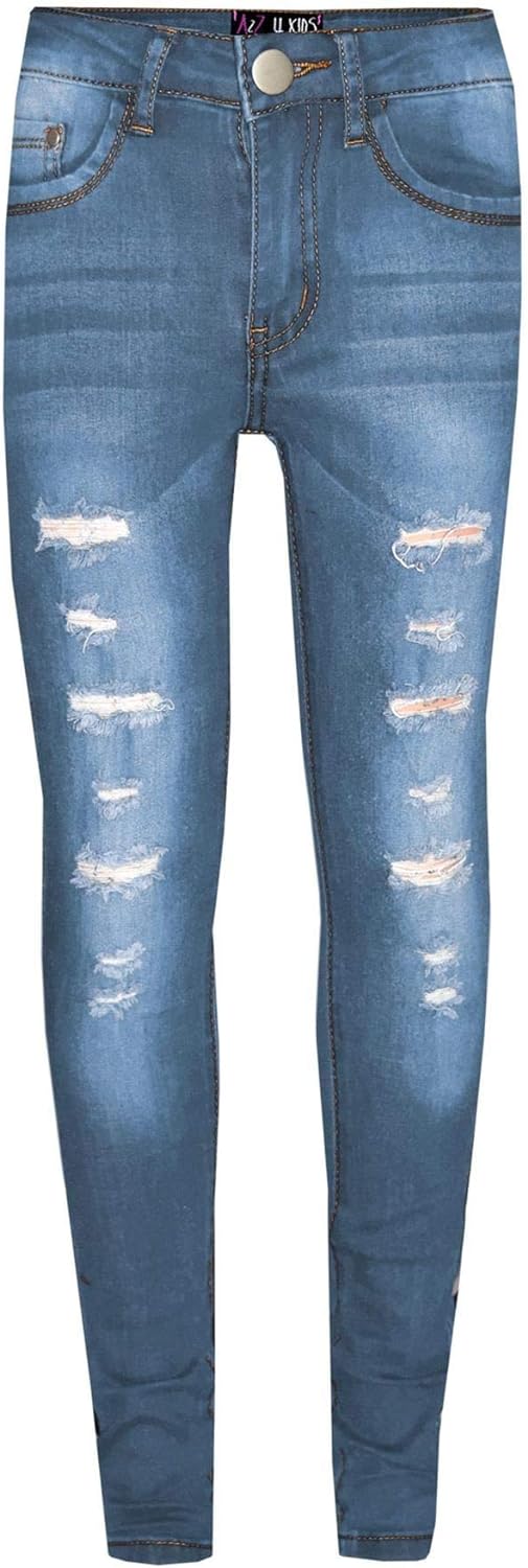 A2Z 4 Kids Jeans Lightweight Denim Ripped Pants Comfort Skinny Stretch Jeans Trendy Denim Cotton Trouser Girls Age 3-14 Years