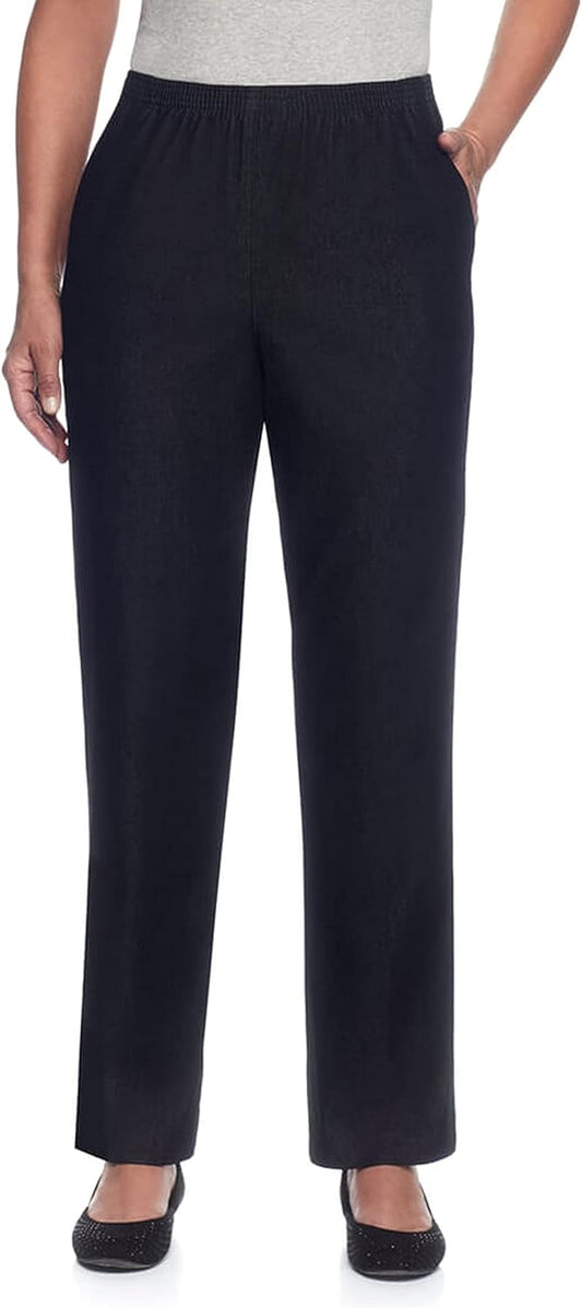 Alfred Dunner Women's Plus-Size Black Denim Proportioned Medium Pant