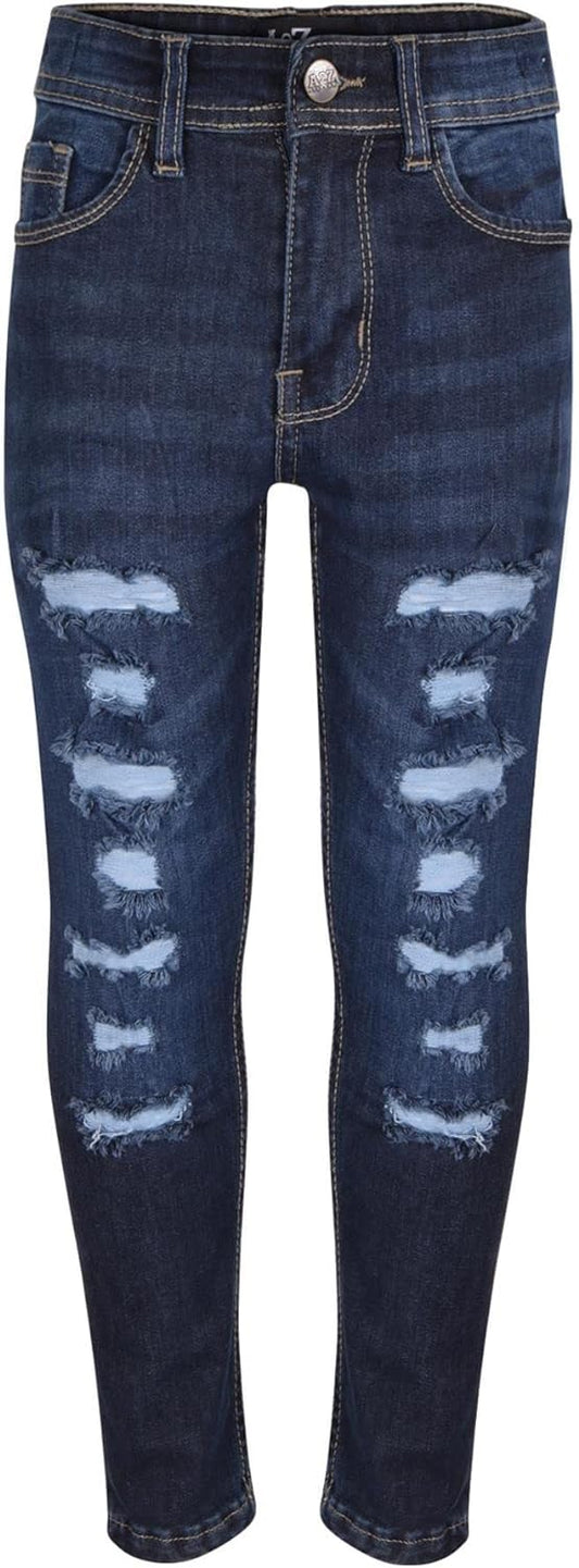 A2Z 4 Kids Dark Blue Jeans Lightweight Denim Ripped Pants Comfort Skinny Stretch Denim Cotton Trouser Girls Age 3-14 Years