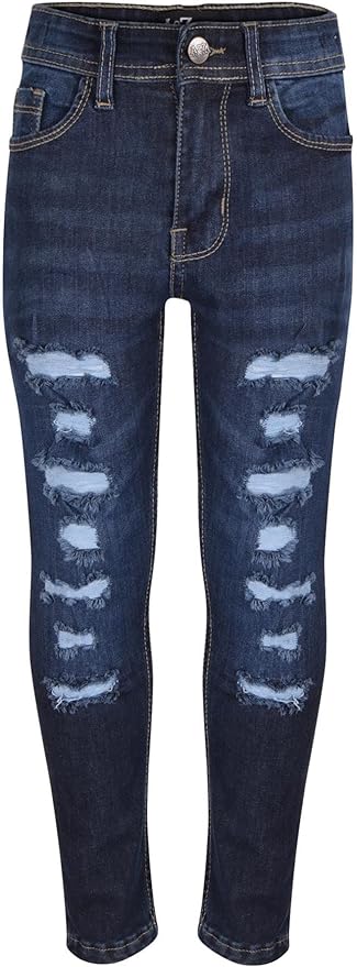 A2Z 4 Kids Dark Blue Jeans Lightweight Denim Ripped Pants Comfort Skinny Stretch Denim Cotton Trouser Girls Age 3-14 Years